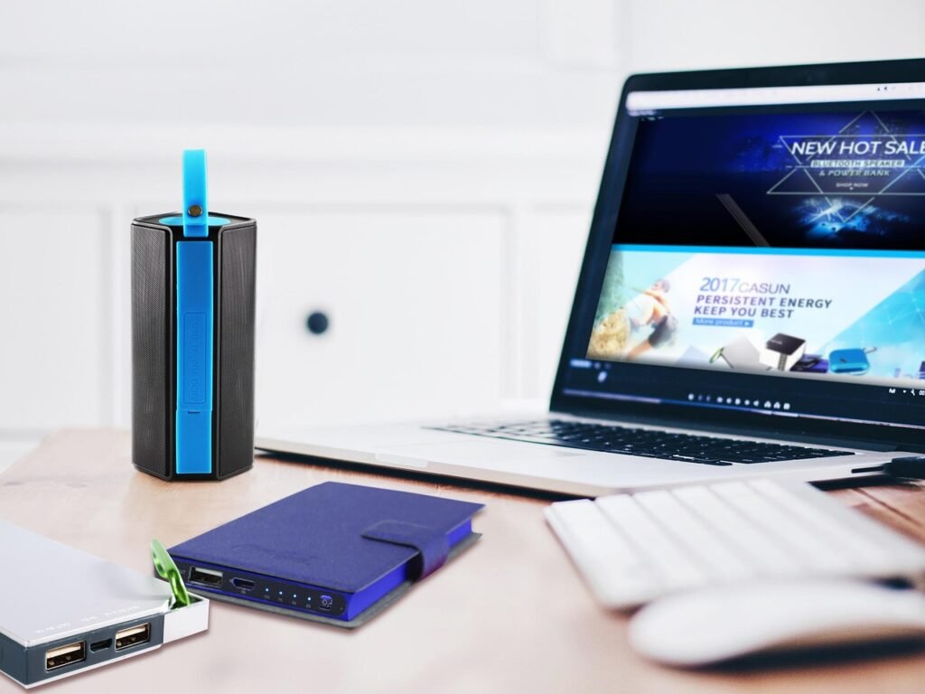 pc, speaker, powerbank, powerbank, powerbank, powerbank, powerbank, powerbank
